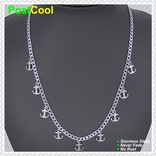 Fashion Anchor shape Ornament width4mm Length 45+5cm Stainless Steel Never Fade Enduring High quality Chokers Chain Necklace DAE