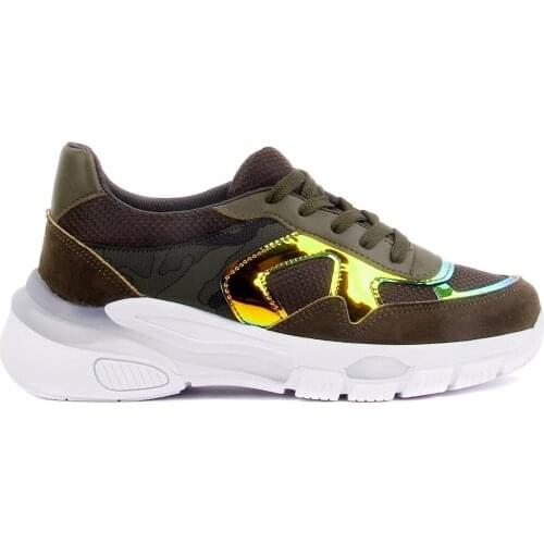 Moxee-Khaki Color Lace-Up Women Casual Shoes