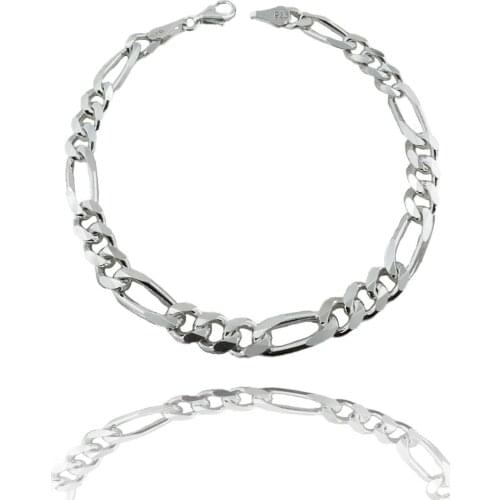 7 mm 17 g Figaro Legend Model 925 Silver Men Bracelet