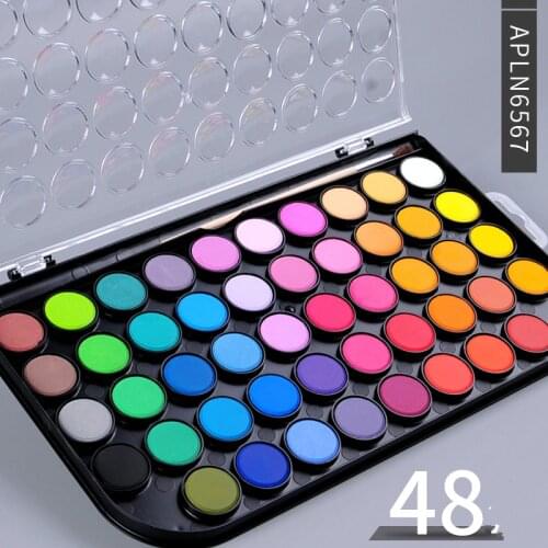 48 Portable Solid Watercolor Paint Set With Paintbrush Bright Color Painting Pigment Set For Student Art Supplies