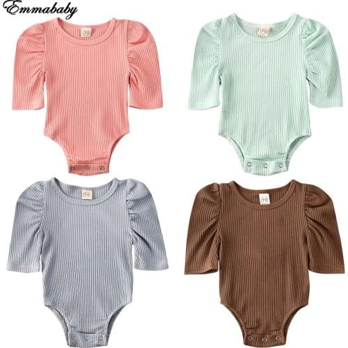 NEW 2020 Toddler Baby Girl Clothes 1/2 Puff Sleeve Romper Bodysuit Jumpsuit 1Pc Outfit