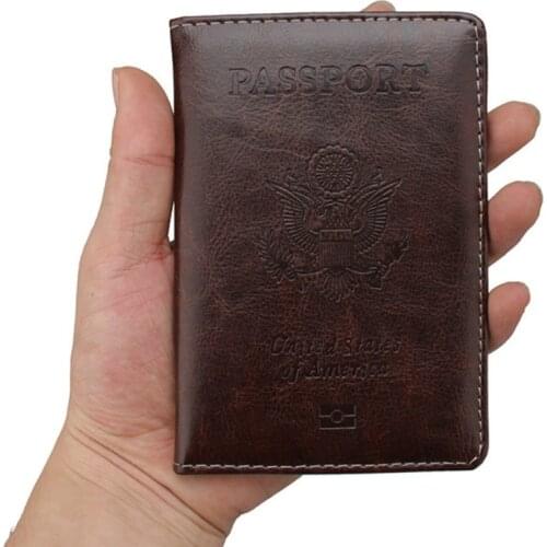 Travel Pu Leather USA Family Passport Cover Women Men Fashion Credit Card Holder License Ticket Small Wallet Document Organizer