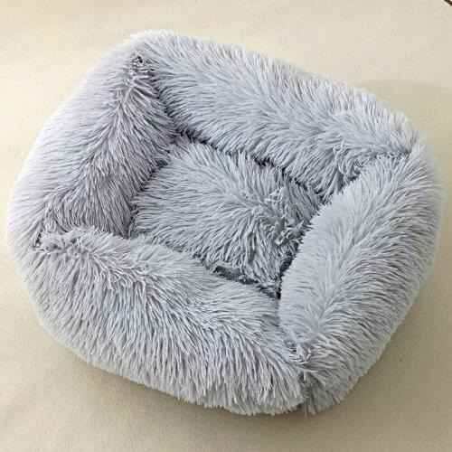 Solid Color Long Plush Square Pet Beds House Warm Washable Sofa Blankets for Small Medium Large Dogs Cats Soft Mats