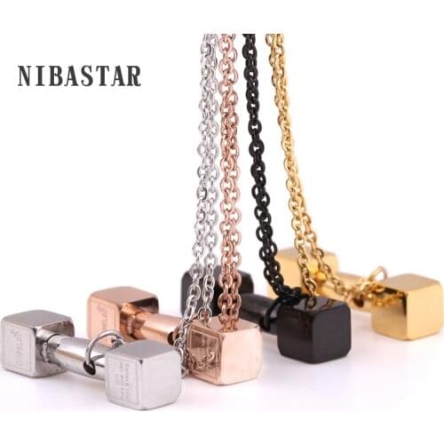 New Arrival Stainless Steel Necklace With Fashion Dumbbell Pendant Titanium Steel Necklace Jewelry For Fitness Women Necklace