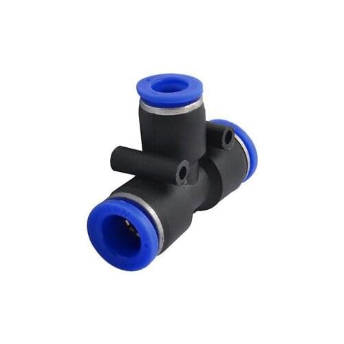 Pneumatic 10mm to 8mm One Touch Connector Tee Shaped Quick Fitting Black Blue