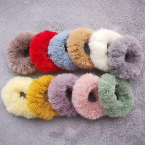 1Pcs New Fashion Girls Chic Elastic Plush Hair Ring Accessories Faux Rabbit Fur Scrunchie Rope Ponytail Holder