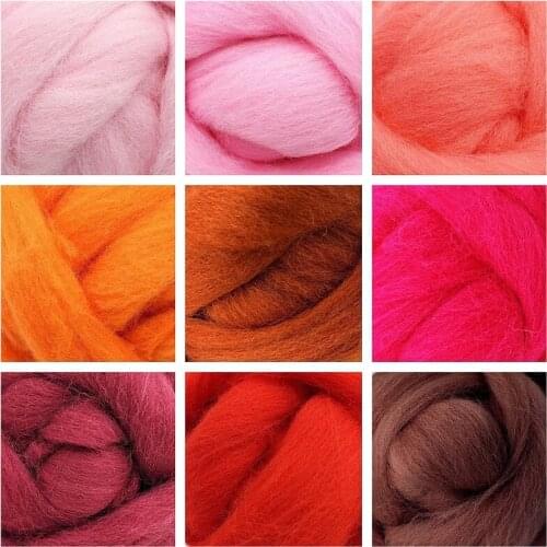 10g (9 Colors) Wool Roving Felting Wool 19 Microns Super Soft Natural Wool Fiber Value Pack for Needle Starter Felting Kit (M)