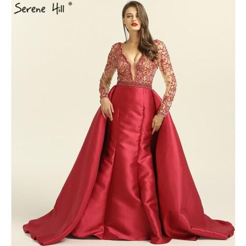 Sexy Arabic Long Mermaid Formal Evening Gown Dress Abiye Dresses vestido de festa Gala Jurken 2020 BLA6312