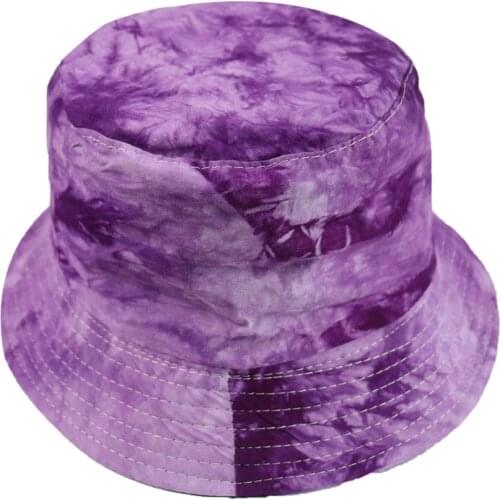 Spring Summer Black Purple Tie Dye Bucket Hat Fishing Caps Mens Womens 2021 New