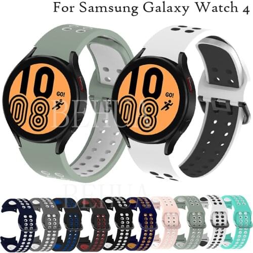 Silicone Bracelet 20mm Watchband For Samsung Galaxy Watch 4 44mm 40MM /Classic 46mm 42mm Original band Strap Wristband Two-color