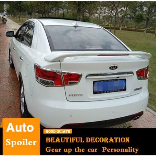 For Kia Forte Spoiler 2010-2015 Sport With brake lights ABS Material Car Rear Wing Primer Color Trunk Rear Spoiler decoration