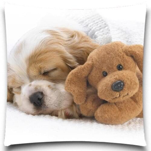 Sleeping Puppy and plush teddy bear Pillows Case Cotton Polyester for Sofa Car Cotton Cushion Cover Creative Decoration 5 size