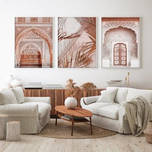 Boho Dry Pampass Grass Islamic Wall Art Prints Canvas Paintings Moroccan Door Marrakech Posters Prints for Living Room Hom Decor