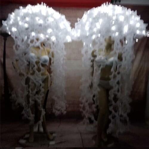 White led Jellyfish costumes ballroom dance dj singer led dress luminous headdress stage party show wear cloth birthday gift
