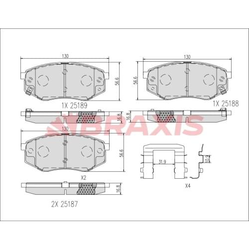 BRAKE BALATASI FRONT IX20 10 SOUL II 14 581013 SA25 BRAXIS AB0619