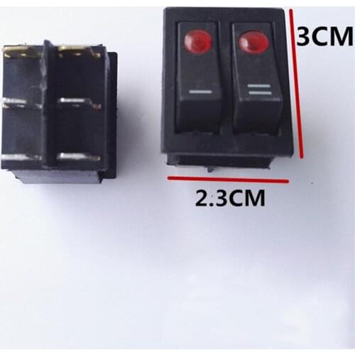 Rocker Double Button Switch for Midea Electric Baking Pan Replacement 6-pin 2-gear Power Switch for Jiuyang Electric Baking Pan