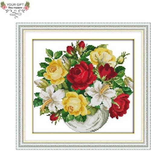 Your Gift H726 14CT 11CT Counted and Stamped Home Decor Vase Needlework Needlepoint Embroidery DIY Cross Stitch kits