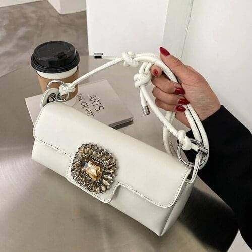 Vintage Gem Design Small PU Leather Crossbody Shoulder Bags for Women 2021 Summer Fashion Ladies Party Handbags and Purses
