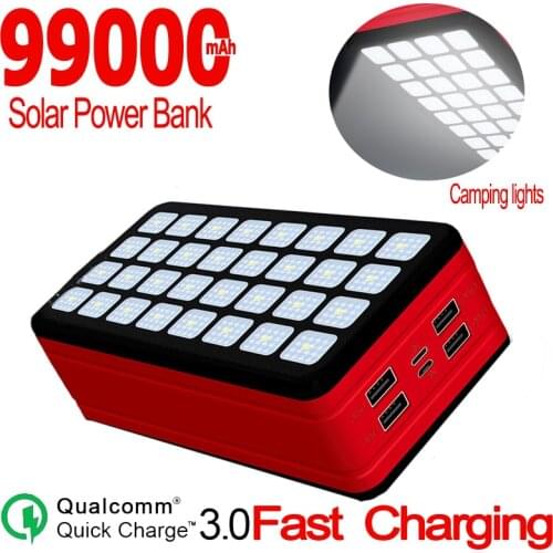 99000mAh PowerBank Large Capacity Portable Charger 2USB External Battery Outdoor Travel Waterproof Power Bank for Xiaomi Samsung