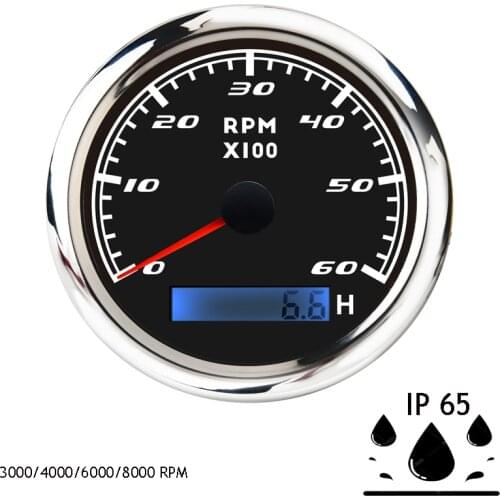 Waterproof & Fog Proof Pointer Tachometer Gauge With 3000,4000,6000,7000,8000 RPM Tacho Meter For Car Boat