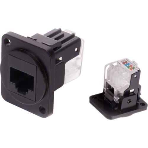 High quality 2pcs/lot RJ45 Chassis Panel Mount Network RJ45 socket for D type