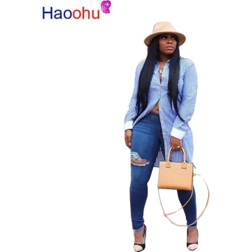 Causal Striped Buttons Up Shirt Dress Women Turn-Down Collar Long Sleeve Autumn Dresses Ladies Slim Maxi Long Plus Size Dress