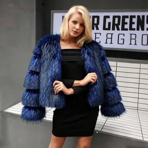 Winter Thick Warm Faux Fur Coat Women Plus Size Long Sleeve Faux Fur Jacket Luxury Winter Fur Coats