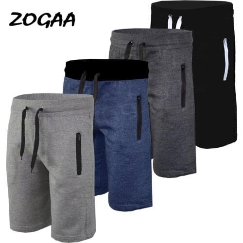 ZOGAA 2020 summer new mens sports casual five-point solid color zipper stitching pants fitness training shorts