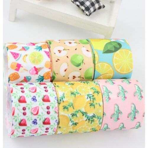 1-1/2" fruit printed grosgrain flower ribbon 38mm Wedding Party Decoration DIY Handmade Crafts Garment Materials