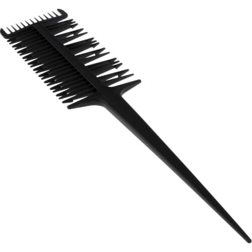 1PC 3 Way Hairdressing Combs Professional Sectioning Weave Highlighting Comb for Hair Coloring Foiling (Black)