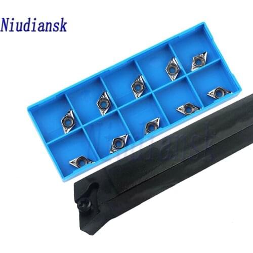 10pcs DCMT0702 Carbide Inserts CNC Lathe Tools 1pc SDQCR1010H07 External Turning Tool Holder SDQCR1212H07 Arbor SDQCL Lathe Suit