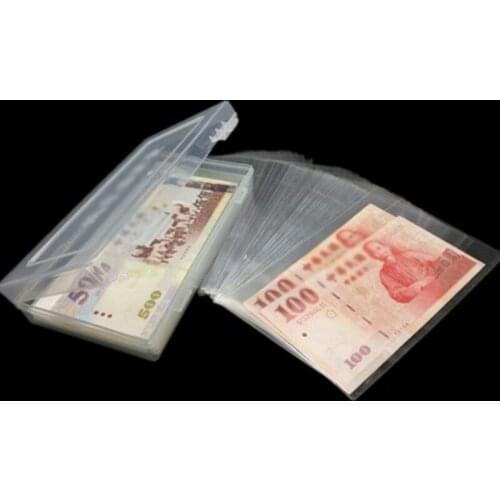 100Pcs Paper Money Album Currency Banknote Cases Storage Bags Collection Box Holder with Plastic Case Transparent