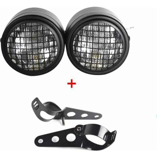 12V Black Twin Headlight Motorcycle Double Dual Lamp W/ Bracket Universal Motorcycle Touring Atv Scooter Offroad
