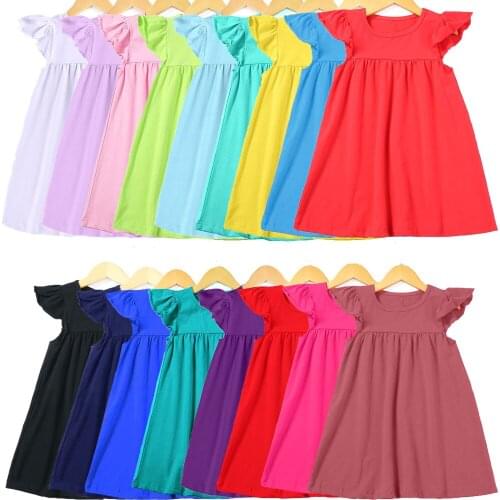 2020 boutique clothes children little girls pearl flutter ruffle smocked summer cotton toddler girl dresses