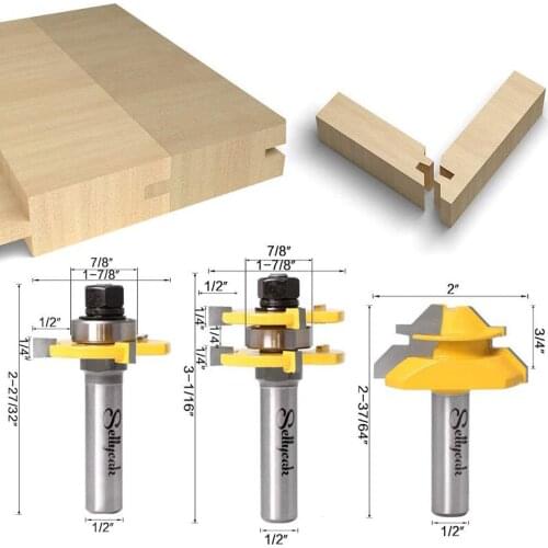 3pcs 3 Teeth T-Shaped Tenon Knife 1/4 Handle 6.35mm Handle Jigsaw Knife 45 Degree Tenon Knife Straight Knife Tenon Knife Set