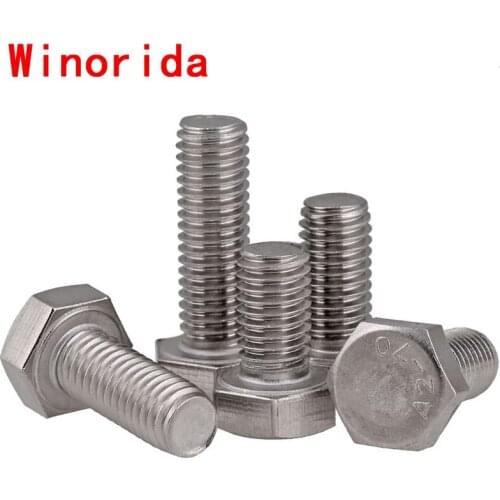 304 Stainless Steel External Hexagon Screw Extended Full Thread External Hexagon Bolt / Screw DIN933 M3-m8 50PCS
