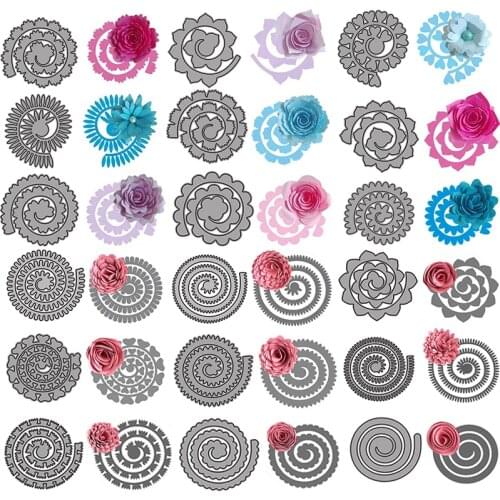 3D Spiral Flower Garland Metal Cutting Dies for DIY Scrapbooking Album Decorative Crafts Embossing Paper Cards Making 2021 New