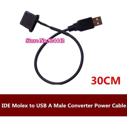 4Pin IDE Molex to USB A Male Converter 5V Power Cable Cord for Laptop Router Cooling Fan 12V to 5V 30cm