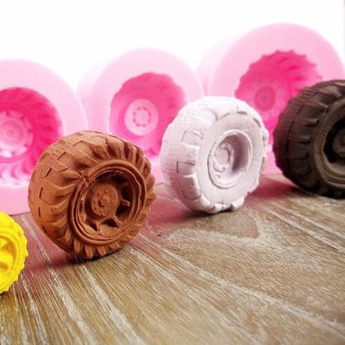 4pcs/set Tires Wheel Cartoon Fondant Cake Molds Bow Chocolate Mould for the Kitchen Baking Sugarcraft Decoration Tools