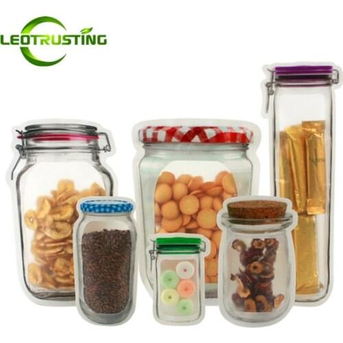 50pcs Resealable Mason Jar Bottle Zip Lock Packaging Bags Stand up Handmade Snack Spice Coffee Sugar Nuts DIY Fruit Gift Pouches