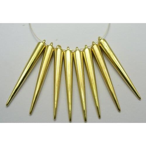 50 Gold Tone Metallic Acrylic Spike Charm 52X6mm For Basketball Wives Earrings