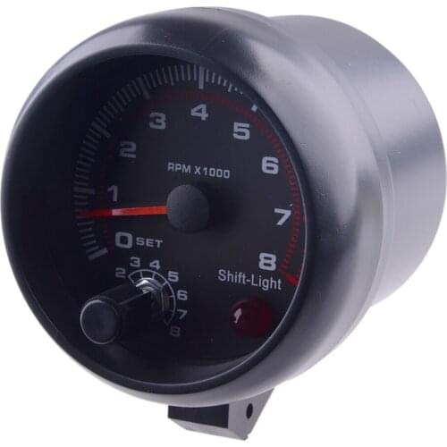 Car Universal 12V 3.75" Tachometer Tacho Gauge Meter LED Shift Light 0-8000 RPM