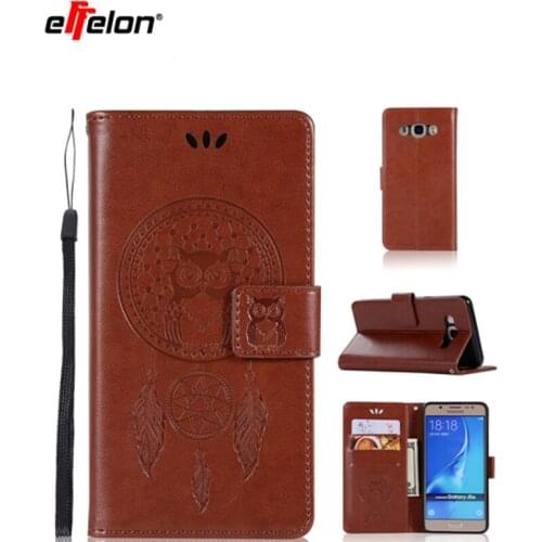 Effelon 1.Case For Samsung Galaxy J5 J500 J5(2016) J510 PU Leather Case Stand Function Card Holder Embossed Owl Flip Wallet Case