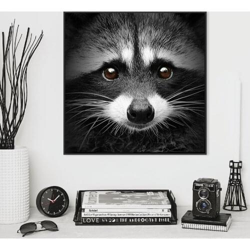 Raccoon Print Baby Animal Nordic Poster Woodland Forest Animals Wall Art Canvas Painting Picture Nursery Kids Room Home Decor