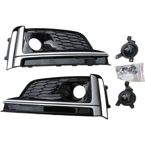 For Audi A5 S Line S5 2017 17 2018 18 2019 19 Black Auto Front Bumper Grille Fog Light Cover ACC Cover