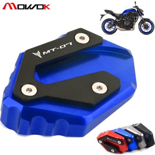 CNC Side Stand Enlarge Kickstand Extension Plate Pad For YAMAHA MT07 MT-07 XSR700 2014 2015 2016 2017 2018 LOGO mt07