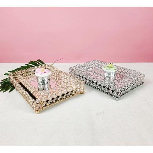 Crystal Makeup Organizer Mirrored Crystal Vanity Tray Decorative for Perfum, Jewelry Makeup Bathroom Organizer