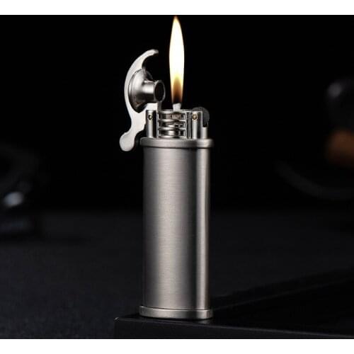 Kerosene Smoking Cigarette Lighter Old-fashioned Retro Nostalgic Lighter Creative Grinding Wheel Flint Windproof Cotton Oil Gift