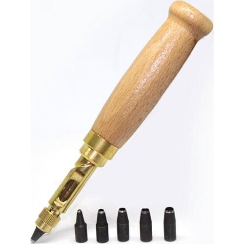 Leather Tool Book Drill for Sewing Leather Paper Craft Kit Automatic Screw Round Hole Punch Handwork Auto 6 Tips Size 1.5-4mm