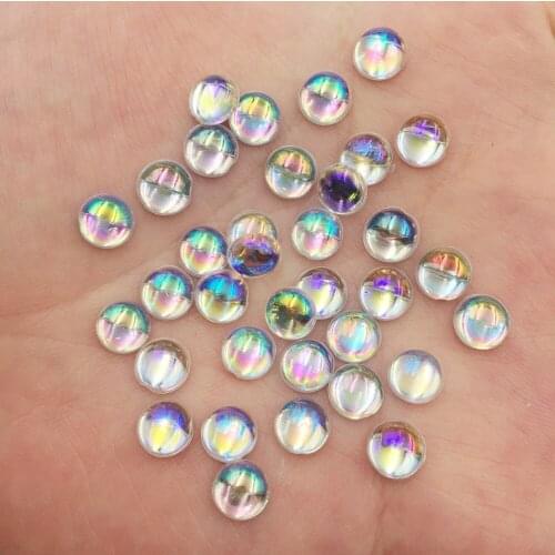 AB Clear 6mm Shiny AB Resin Round Flatback Rhinestone Scrapbook DIY Wedding Applique Ornament Crafts SF957*5